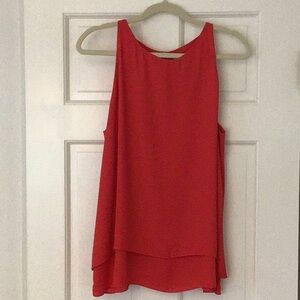 Women's Red Sleeveless Top with overlay, size L . Only worn once!